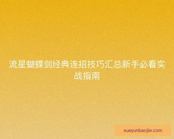 流星蝴蝶剑经典连招技巧汇总新手必看实战指南