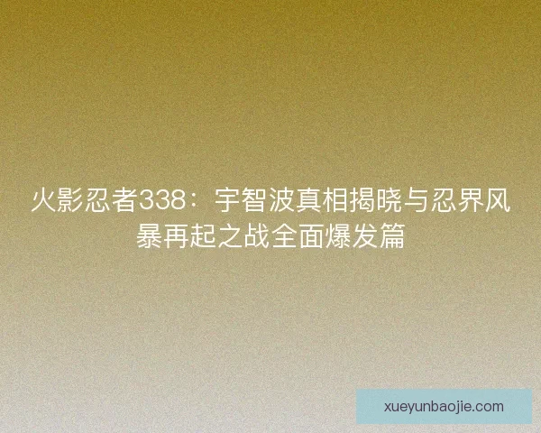 火影忍者338：宇智波真相揭晓与忍界风暴再起之战全面爆发篇