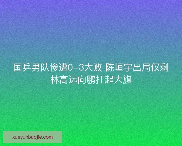 国乒男队惨遭0-3大败 陈垣宇出局仅剩林高远向鹏扛起大旗