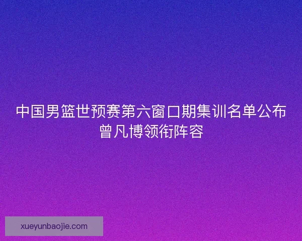 中国男篮世预赛第六窗口期集训名单公布曾凡博领衔阵容